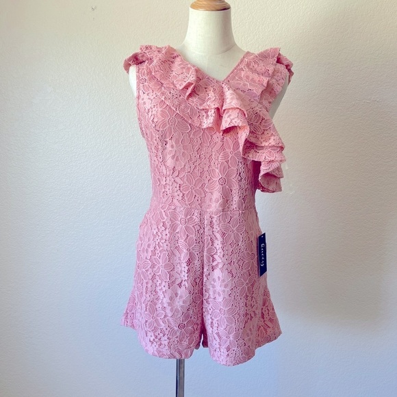 DYGARNI Pants - DYGARNI Lace Overlay Blush Romper